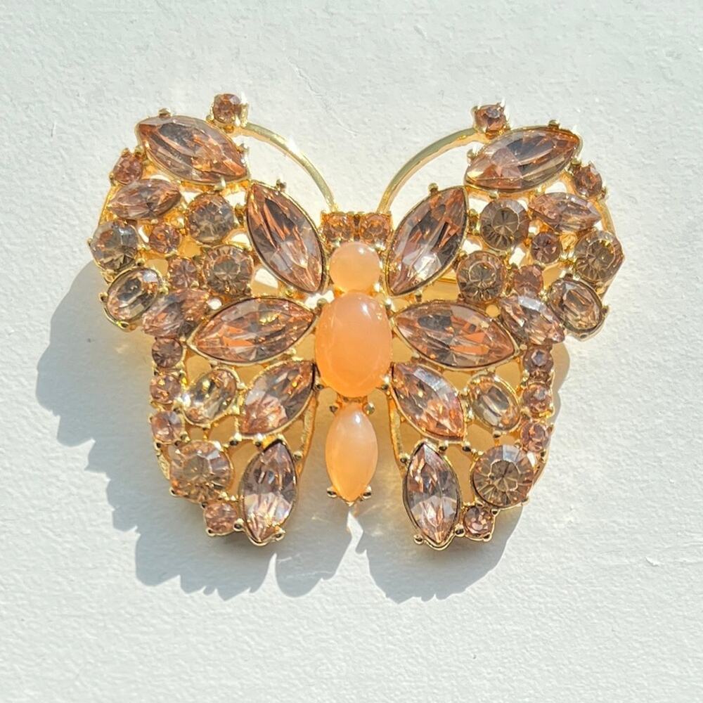 Talbots Crystal Butterfly Pin 2” x 2”
